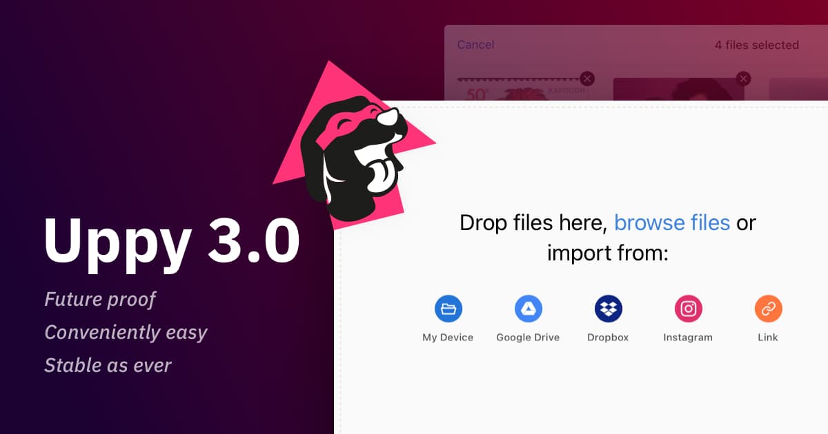 Screenshot of Uppy 3.0.0 UI